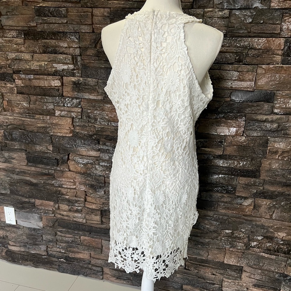 White Halter Sheath Midi Dress for Brides - Picture 3 of 11